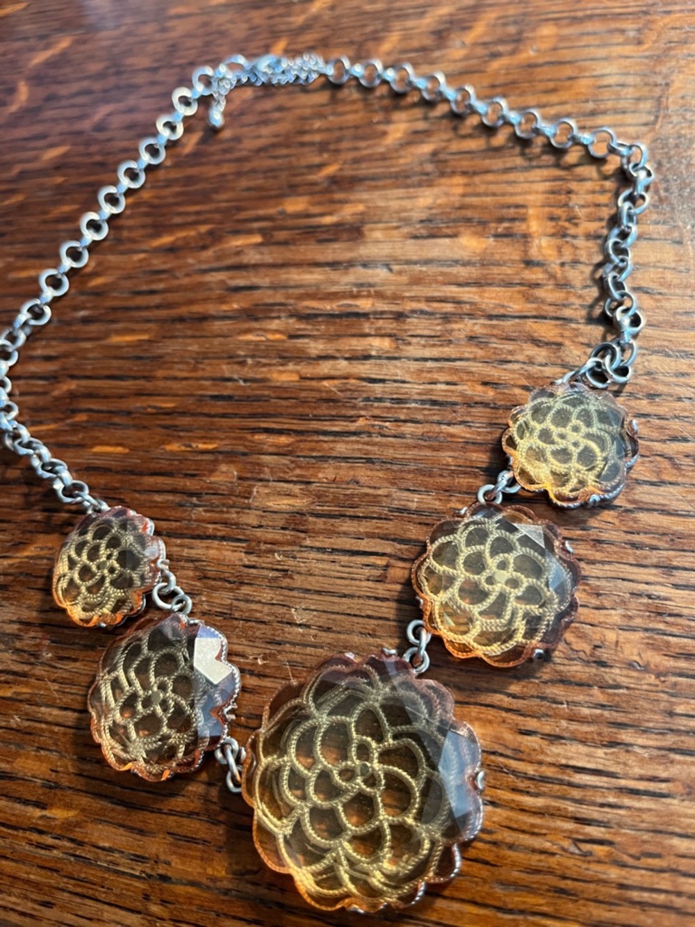 Gold Floral Pendant Statement Necklace - Women Jewelry